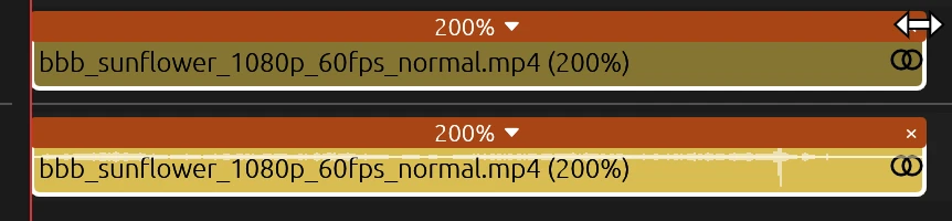 Two linked clips with their speed bar set to 200%
